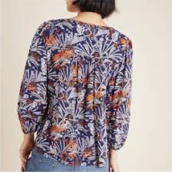Maeve By Anthropologie Cathy Blouse Jungle Animals size small - Picture 2 of 13